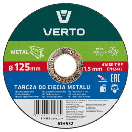 Verto Vágókorong fémhez 125x1.5x22mm