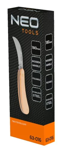 Neo Tools Összecsukható hajlított pengés kés fa nyéllel