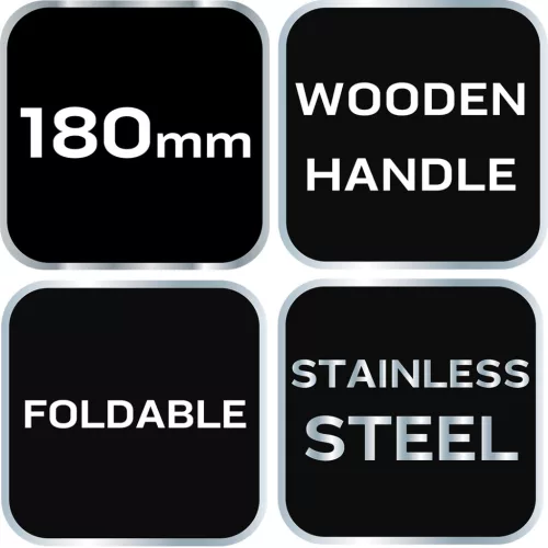 Neo Tools Összecsukható hajlított pengés kés fa nyéllel