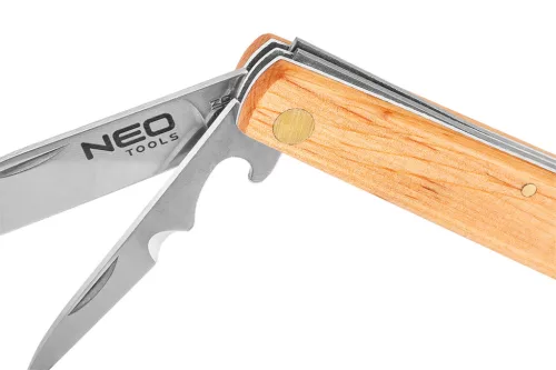 Neo Tools Összecsukható dupla pengés kés fa nyéllel