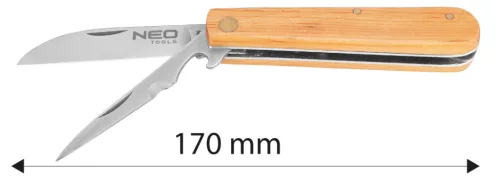 Neo Tools Összecsukható dupla pengés kés fa nyéllel
