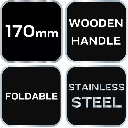 Neo Tools Összecsukható dupla pengés kés fa nyéllel