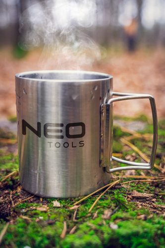 Neo Tools Kemping bögre 320ml, duppla fal, behajtható fogantyú