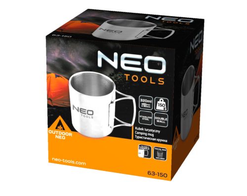 Neo Tools Kemping bögre 320ml, duppla fal, behajtható fogantyú