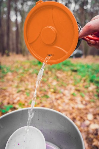 Neo Tools Kemping főzőkészlet: alu edény, gázégő, műanyag tál, 3az1-ben