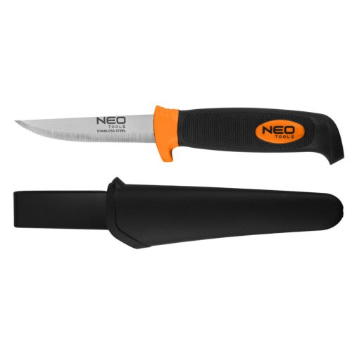 Neo Tools Univerzális kés, rozsdamentes penge, 2k nyél, műanyag tok