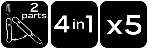 Neo Tools Kemping evőeszköz készlet, 4az1-ben, 88/150mm, rendelési egység: 5db