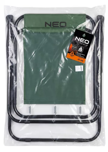 Neo Tools Kempingszék, összecsukható, szinterezett acélváz, 600D poliészter, 110kg terhelhetőség