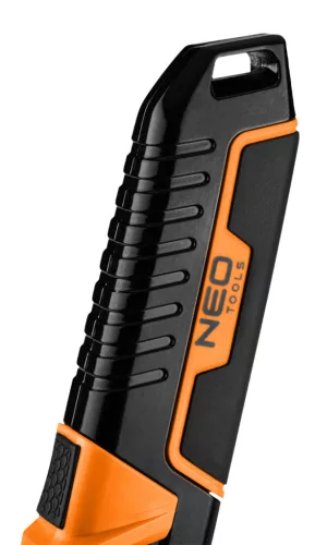 Neo Tools Trapézpengés kés, biztonsági, rugós pengevisszahúzóval, alu házas