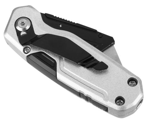 Neo Tools Trapézpengés kés, összecsukható, alu házas, 1+3 penge, 2 db csavarhúzóbittel