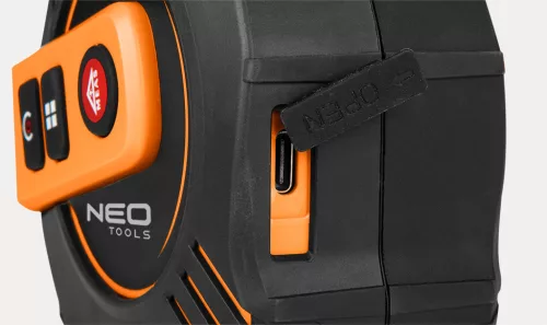 Neo Tools Lézeres távolságmérő beépített mérőszalaggal, hatótáv 40m, mérőszalag 19mmx5m, Li-Ion akkumulátor