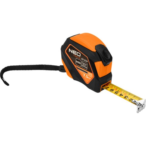 Neo Tools Mérőszalag, 7,5m/25mm, acél, mágneses, autostop+ rögzítő