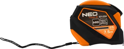 Neo Tools Mérőszalag, 7,5m/25mm, acél, mágneses, autostop+ rögzítő
