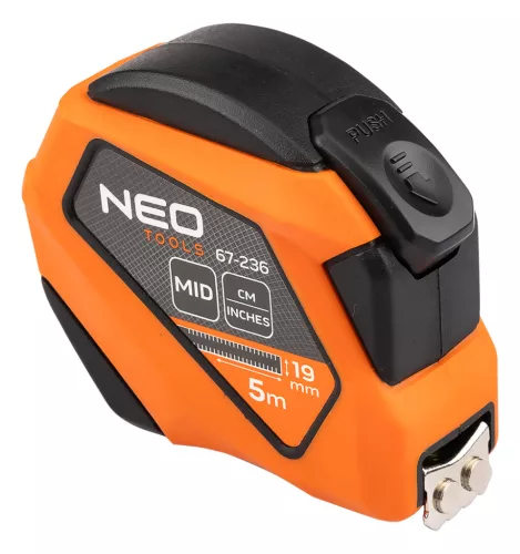 Neo Tools Mérőszalag 5m / 19 mm, mágneses, autostop, skála mm/inch
