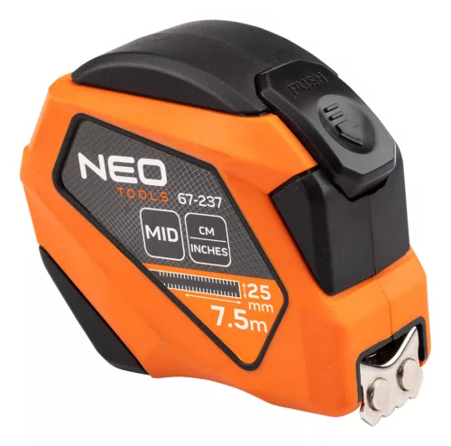 Neo Tools Mérőszalag 7,5m / 25 mm, mágneses, autostop, skála mm/inch