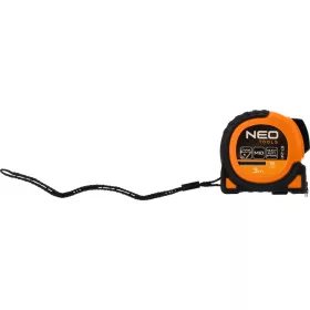   Neo Tools Mérőszalag, 3m/16mm, erősített rugós, acél, fekete szalag fehér nagyított skálával, mágneses, autostop+rögzítő