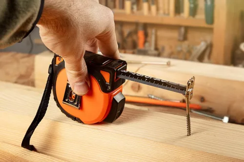 Neo Tools Mérőszalag, 7,5m/25mm, erősített rugós, acél, fekete szalag fehér nagyított skálával, mágneses, autostop+rögzítő