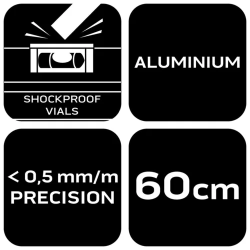 Neo Tools Vízmérték, alu, 3 libella, 1 fogantyú, S 400, 60cm