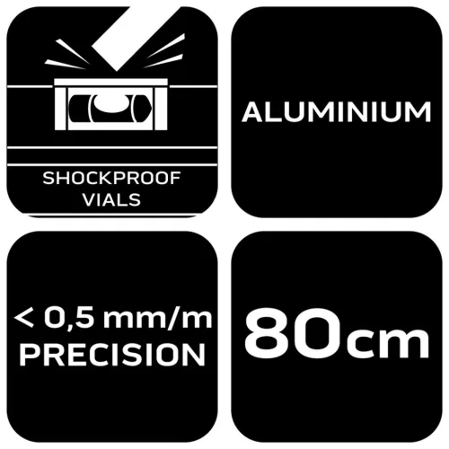 Neo Tools Vízmérték, alu, 3 libella, 1 fogantyú, S 400, 80cm