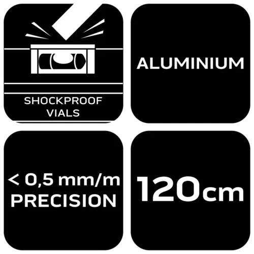 Neo Tools Vízmérték, alu, 3 libella, 1 fogantyú, S 400, 120cm