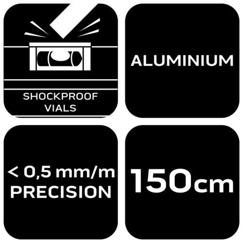 Neo Tools Vízmérték, alu, 3 libella, 1 fogantyú, S 400, 150cm