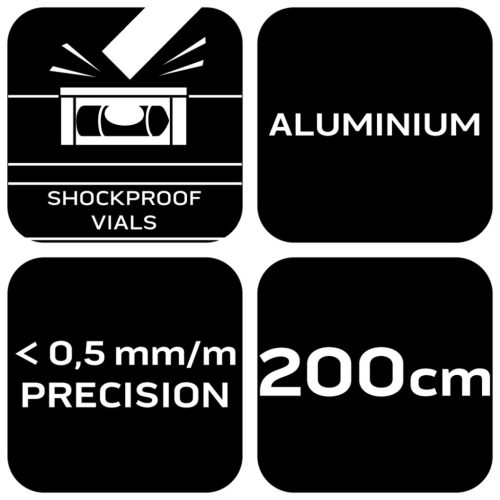 Neo Tools Vízmérték, alu, 3 libella, 1 fogantyú, S 400, 200cm