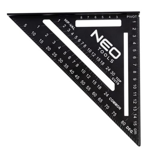 Neo Tools Talpas derékszög, alumínium, 45 fokos szárral, mérőskálával, 183mm