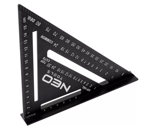 Neo Tools Talpas derékszög, alumínium, 45 fokos szárral, mérőskálával, 183mm