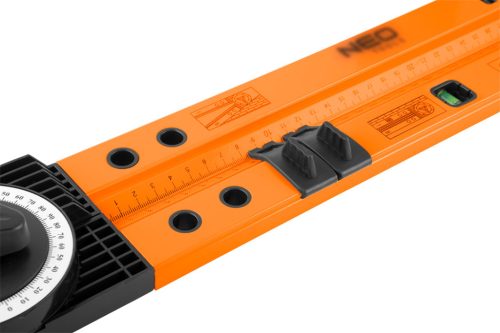 Neo Tools Szögmérő alumínium házas, vízmértékkel, jelölő ceruzával
