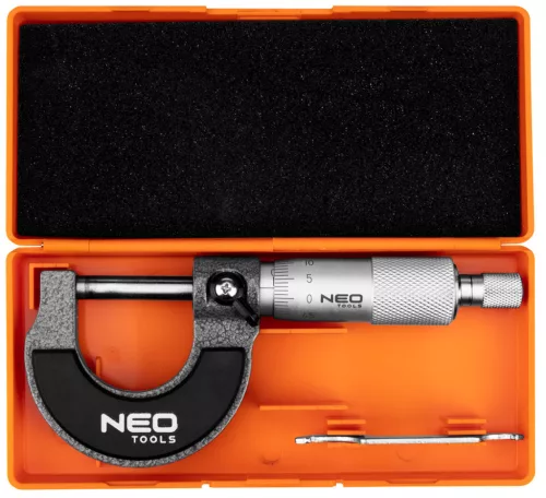 Neo Tools Mikrométer, műanyag tokban, 0-25mm