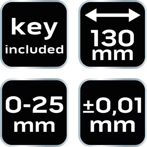 Neo Tools Mikrométer, műanyag tokban, 0-25mm