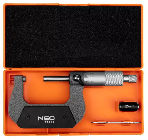 Neo Tools Mikrométer, műanyag tokban, 25-50mm