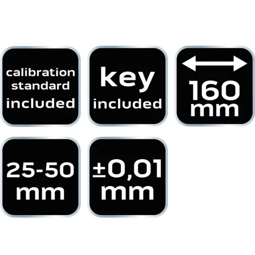 Neo Tools Mikrométer, műanyag tokban, 25-50mm