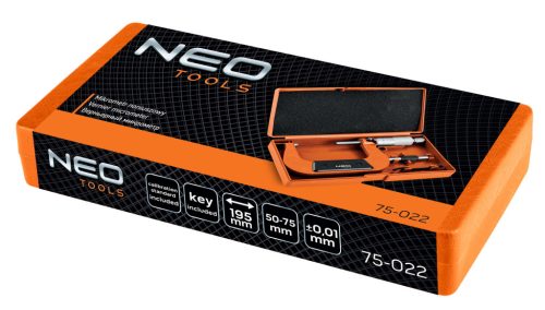 Neo Tools Mikrométer, műanyag tokban, 50-75mm