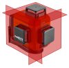 Neo Tools Lézeres szintező, 3D önbeálló keresztvonallézer, 3x360 fokos, 15m, mágneses tartó, céltábla, koffer, piros