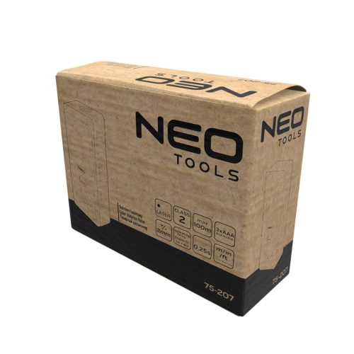 Neo Tools Lézeres távolságmérő, hatótáv:100m, IP54 fröccsenő víz védelem, gumírozott ház, multifunkciós