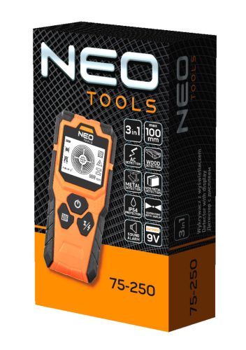 Neo Tools Faldetektor, 3az1-ben, fém, fa, feszültség