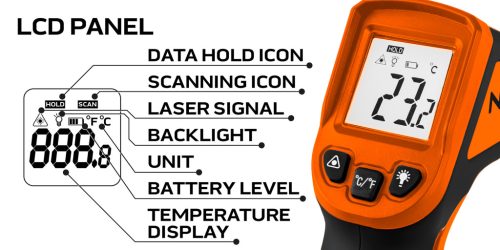 Neo Tools Infra hőmérő, 50-400°C, folyadék, levegő, test