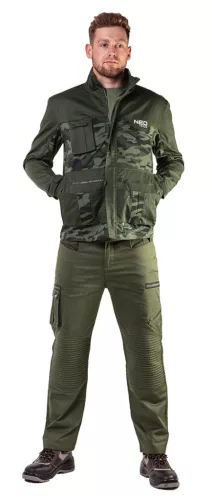 Neo Tools Terepmintás munkavédelmi kabát CAMO, 60% pamut, 40% polyester, 255 g/m2, S