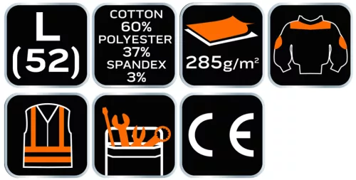 Neo Tools Karcsúsított(slim fit) munkavédelmi kabát, HD, 60% pamut, 37% polyester, 3% elasztán, 285 g/m2, L