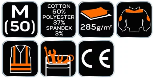 Neo Tools Karcsúsított(slim fit) munkavédelmi kabát, HD, 60% pamut, 37% polyester, 3% elasztán, 285 g/m2, M