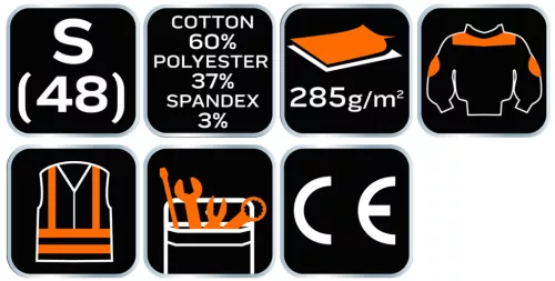 Neo Tools Karcsúsított(slim fit) munkavédelmi kabát, HD, 60% pamut, 37% polyester, 3% elasztán, 285 g/m2, S