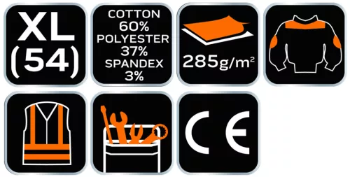 Neo Tools Karcsúsított(slim fit) munkavédelmi kabát, HD, 60% pamut, 37% polyester, 3% elasztán, 285 g/m2, XL