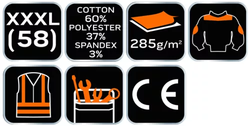 Neo Tools Karcsúsított(slim fit) munkavédelmi kabát, HD, 60% pamut, 37% polyester, 3% elasztán, 285 g/m2, XXXL