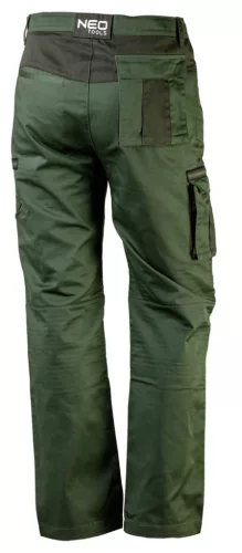 Neo Tools Olíva munkásnadrág, CAMO, 60% pamut, 40% polyester, 255 g/m2, S