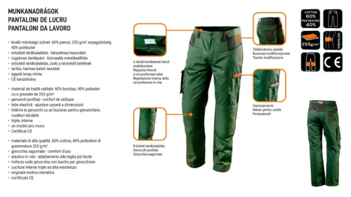 Neo Tools Olíva munkásnadrág, CAMO, 60% pamut, 40% polyester, 255 g/m2, XXXL