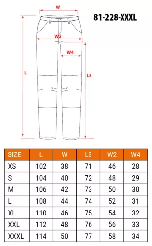 Neo Tools Farmer munkásnadrág, Denim, 98% pamut, térdvédő betét zsebbel, gombos oldalzsebekkel, 255 g/m2, XXXL