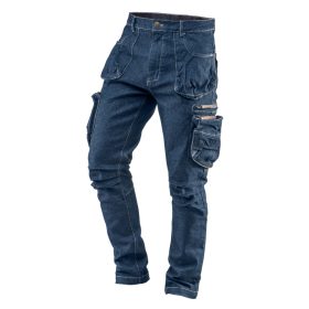   Neo Tools Farmer munkásnadrág, Denim, cipzáros oldalzsebekkel, 98% pamut, 410 g/m2, L