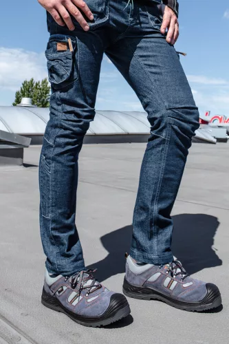 Neo Tools Farmer munkásnadrág, Denim, cipzáros oldalzsebekkel, 98% pamut, 410 g/m2, M