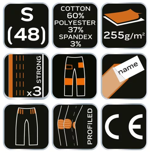 Neo Tools Terepmintás munkásnadrág, CAMO Urban, 60% pamut, 37% poliészter, 3% elasztán, S